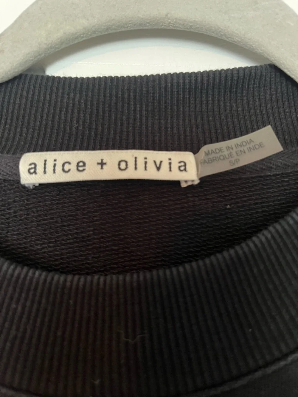 Alice + Olivia Denver “miss you” black crewneck sweatshirt size s - Picture 3 of 6
